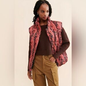 Free People Flora Paisley Puffer Vest Medium NWOT